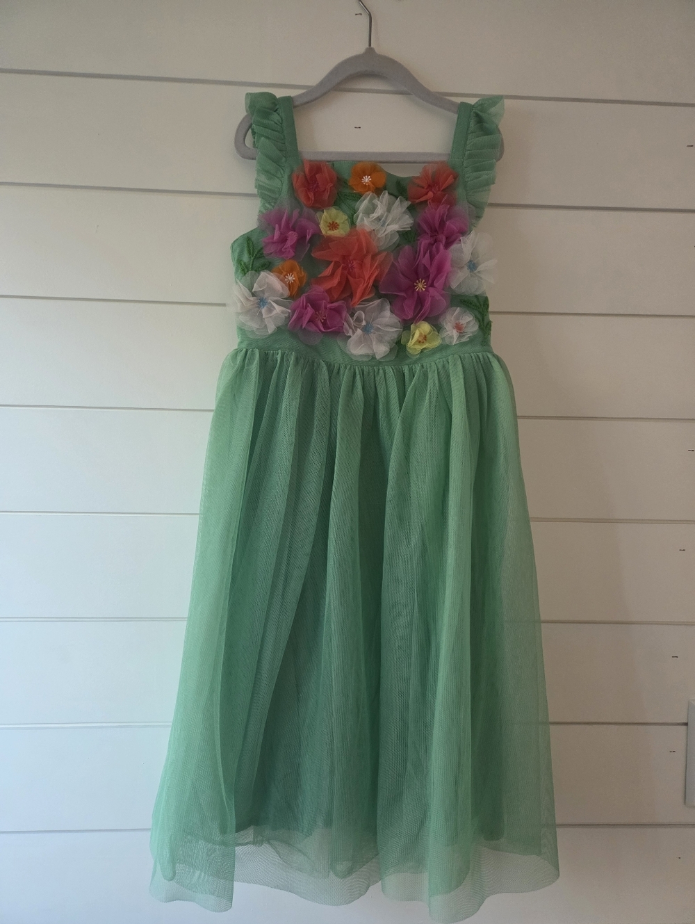 Mini Boden Tulle Green Elastic-Waist Skirt Girls 7-8